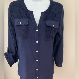 NY Collection Lace Detail Top